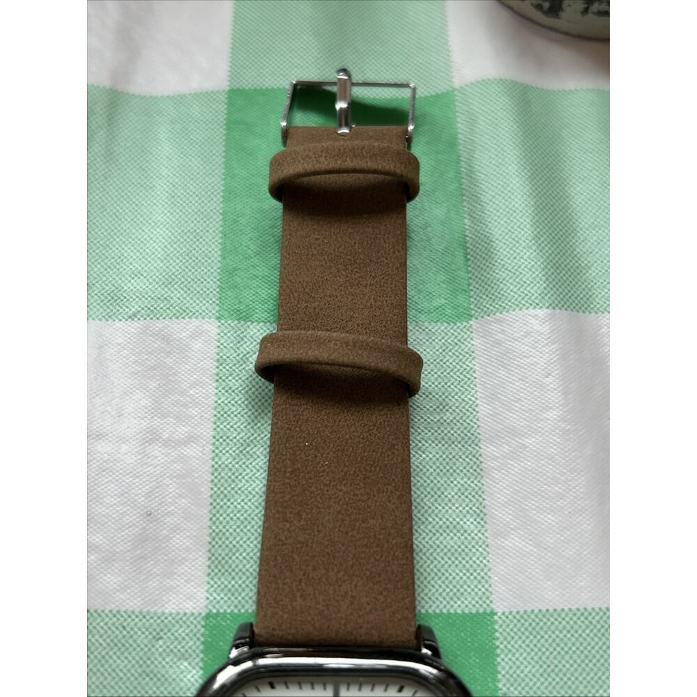 Geneva Dark Silver Tone Brown Band Quartz Watch - Picture 3 of 8